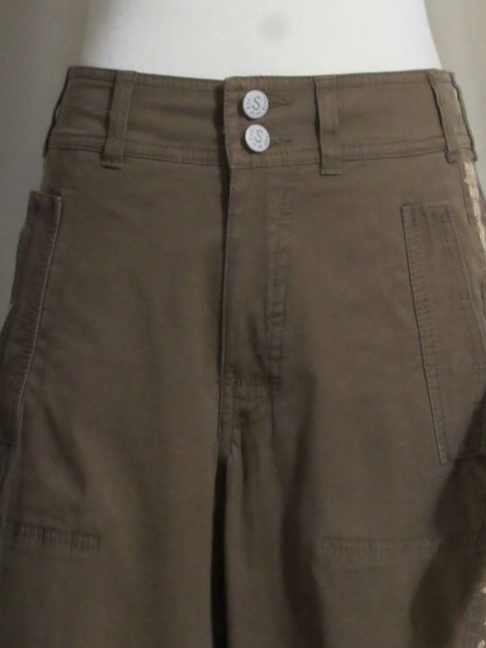 NEW Women's Ladies SUNDANCE Brown Stretch Embroidered Fatique Style Pants 6 $148 - Picture 3 of 12